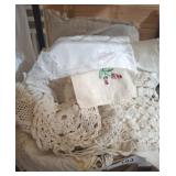 BASKET OF ASSORTED LINENS