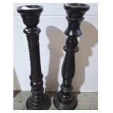 VINTAGE TALL WOODEN PILLAR CANDLE STANDS