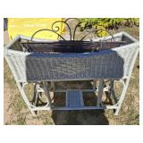 WICKER PLANTER AND IRON SHELF