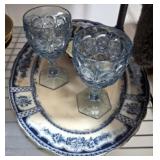 BLUE FOOTED MUGS HAND PAINTED PLATTER