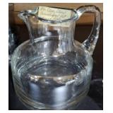 VINTAGE CLEAR GLASS FLAT BOTTOM PITCHER