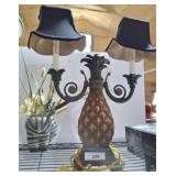 TWIN ARM PINEAPPLE LAMP 24IN