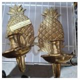 BRASS PINEAPPLE CANDLE SCONCES