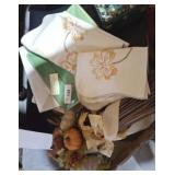 POTTERY BARN PLATES, TABLE RUNNER, NAPKINS AND