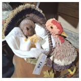 WOVEN SEA GRASS AND WICKER TURKEY BASKET, MILK