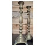 VINATAGE BRASS CANDLE PILLARS 24IN