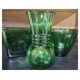 EMERALD GREEN VASES ,MISC
