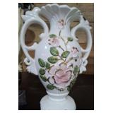 DOUBLE HANDLED FLORAL VASE 13IN