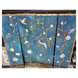 4 PC PAINTED WALL PANELS BIRD AND FLORAL THEME