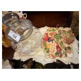 FITZ AND FLOYD CANDLE PLATE, SERVING TRAY AND JAR