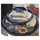POLISH POTTERY FLORAL FRUIT PLATES SAUCERS AND