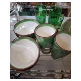 LOG CABIN CHRISTMAS BOWLS AND TALL MUGS, GREE TEA