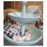 PAINTED 2 TIER WOODEN SERVING BOWLS