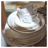 ASSORTED GOLD TRIMMED DISHES, USA, BAVARIAN, MISC