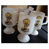 TWEETY BIRD MILK GLASS MUGS