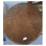 BURL INLAID DINING TABLE BALL AND CLAW OVAL