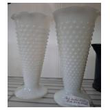 MILK GLASS HOBNALE STYLE VASES