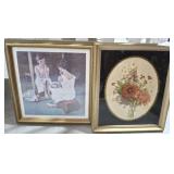 FRAMED MIRROR PRINT AND FLORAL PRINT