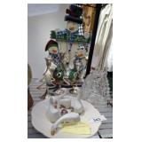 CERAMIC BABY GEESE AND BABY PLATES, CHRISTMAS