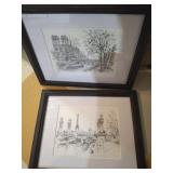 2 PC SIGNED PARISIAN FRAMED PRINTS