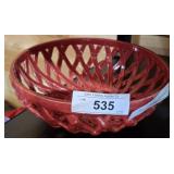 RED GLAZED CERAMIC BREAD BASKET