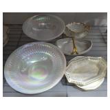 GOLD TRIM SERVING PCS, OPALESCENT BOWLS