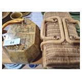 VINTAGE ENGLISH DRESSER BOX, WICKER DRESSER BOX