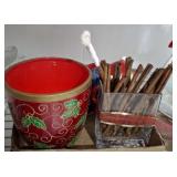 ASSORTED CHRISTMAS Dï¿½COR, STICKS, VASE