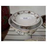 ANDREA  AND LAMBERTON CHINA FOOTED COMPOTE