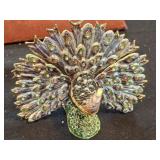 PEACOCK LIMOGES STYLE PILL BOX