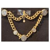 KENNETH JAY LANE ROMAN COIN NECKLACE AND EARRINGS