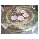 PHILLIPINE STONEWARE BREAD BOWL AND TEA SET