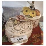 VINTAGE CERAMIC COVERED CANDY HAND PAINTED