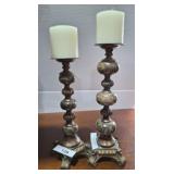 MARBLE AND BRONZE TONED CANDLE STANDS