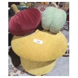 UPHOLSTERED FOOT STOOL AND DECORATIVE PILLOWS