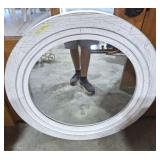 WHITE DISTRESSEED WOODEN WALL MIRROR 36IN