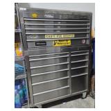 CRAFTSMAN 2 PART STAINLESS TOOL CHEST ON CASTERS