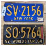 VINTAGE NY STATE LICENSE PLATES