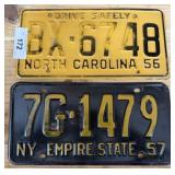 1956, 57 NY STATE LICENSE PLATES