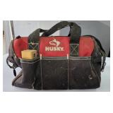HUSKY TOOL BAG, BITS, TEFLON TAPE, MISC