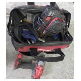 TOOL BAG AND CONTENTS, CRAFTSMAN V20 DRILL, OIL