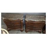 PR 3 DRAWER NIGHT STANDS W/ MARBLE TYPE TOPS