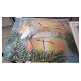 SHORE BIRDS SIGNED ART ON CANVAS   24X20