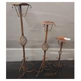 3 METAL CANDLE STANDS