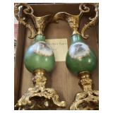 PAIR ANTIQUE EWERS 14 INCH
