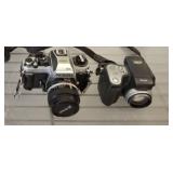 VINTAGE NIKON 35 MM CAMERA, BAG AND ACCESSORIES