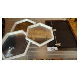 FRAMED MIRRORS, CHALK BOARD