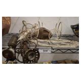 VINTAGE WROUGHT AND GOOSENECK LAMPS, RACK