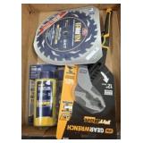 CHALK LINE, CHANNEL LOCKS, SAW BLADE