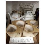MUGS, TEA SET, COMPOTES